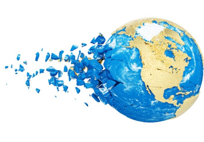Planeta Tierra roto destrucción guerra mundial